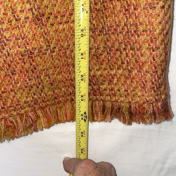 British Khaki Orange Purple Lime Tweed Lined Knee Length Pencil Skirt Size 12 - Picture 7 of 13
